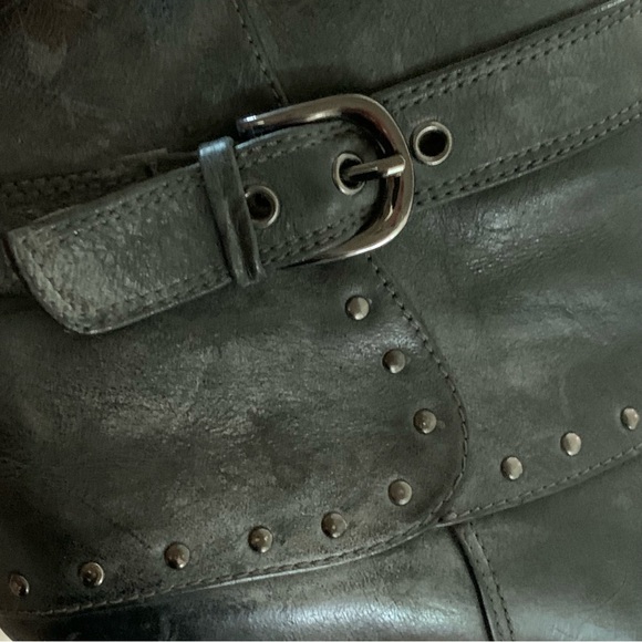 Blondo Women’s Leather Ankle Boots Size 8 Dark Grey Block Heel Almond Toe - Picture 9 of 14